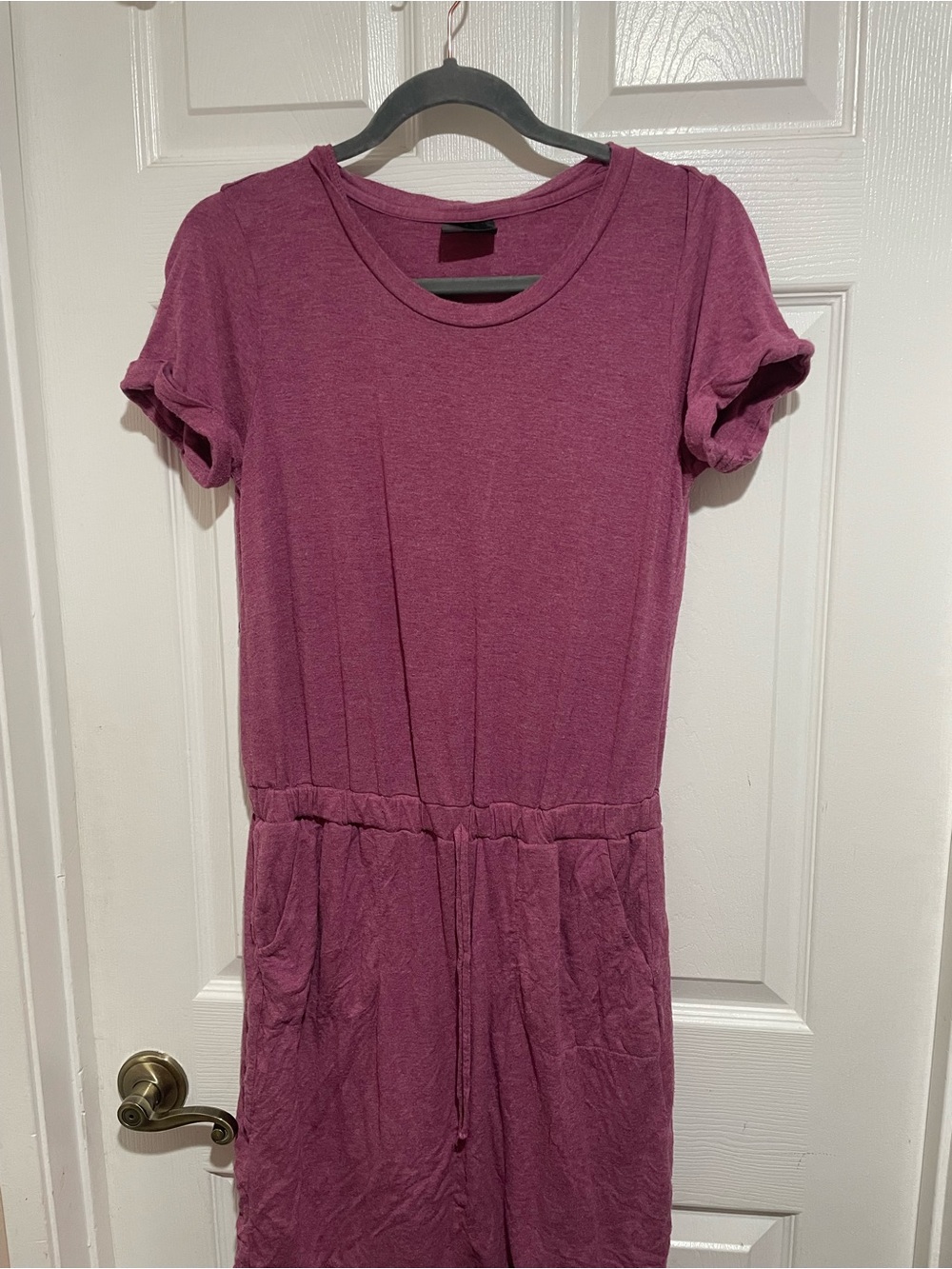 Women Summer Everyday Midi Tee Dress in Dusty Plum